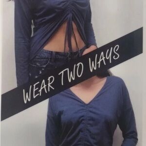 American Original Rewash ruched  Purple Top V-neck  Wear 2 Ways Size Small